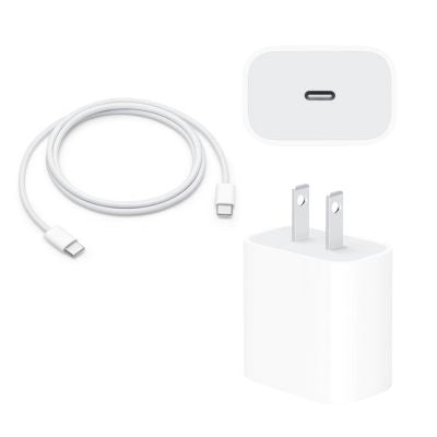 Fast Charger Bundle - USB-C to USB-C Cable + 20W Adapter for Androids. iPhone 15. iPads & more